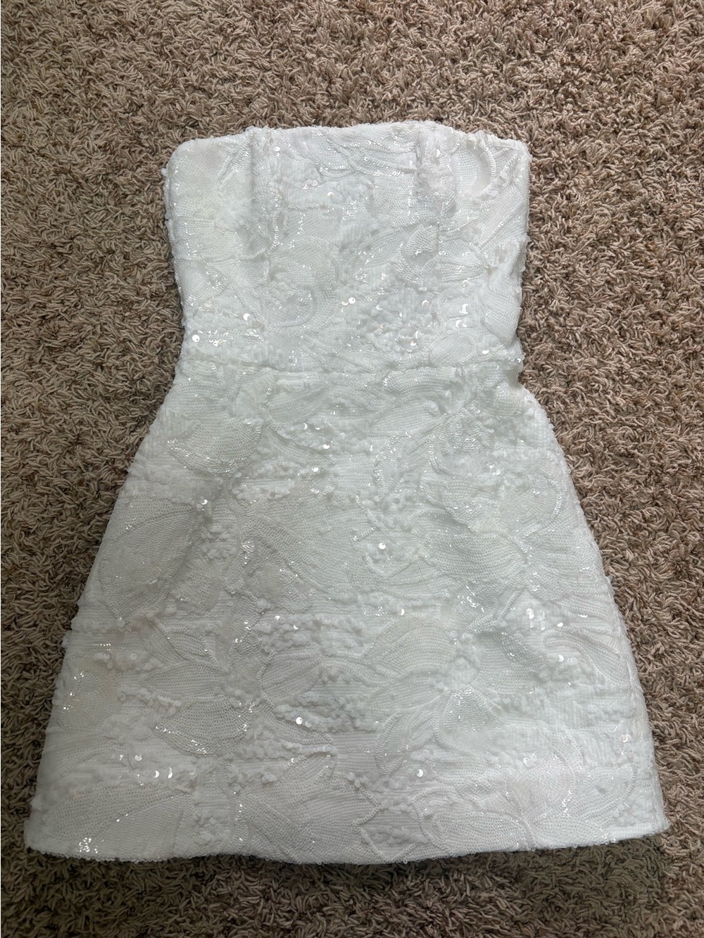 Helsi Linda Strapless White Sequin Mini Dress